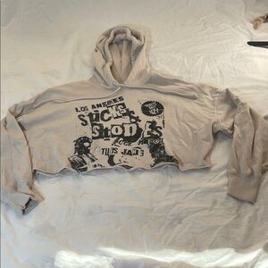 Hollister Cream Graphic Crop Seatshirt with Long Sleeves Size Small